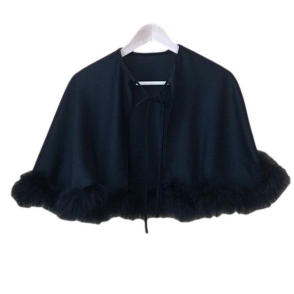 Vintage Fur Trim Shawl Cape Cloak & Dress size 10 - Picture 1 of 10